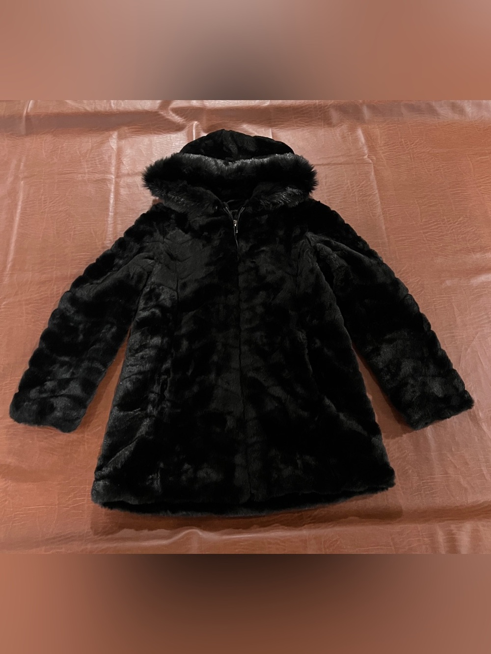 Liz Claiborne Women’s Full Faux Fur Coat with Hood - Size Medium